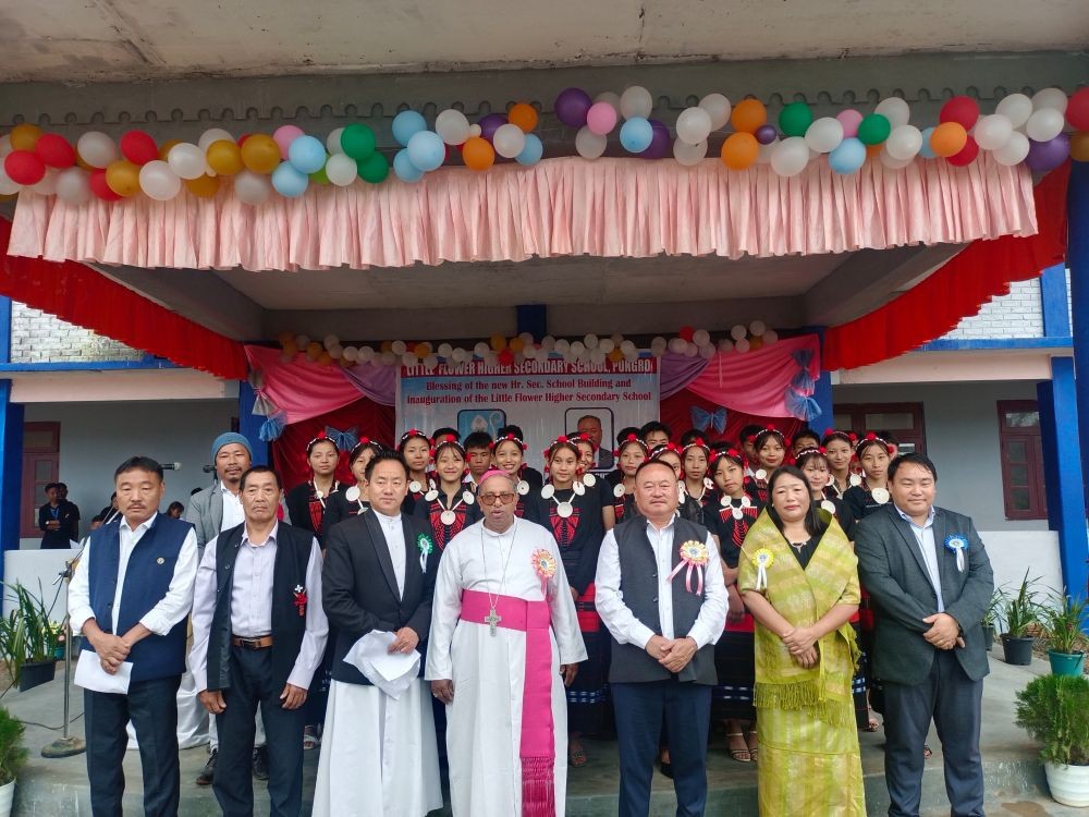 MLA S Kiusumew and Most Rev Dr James Thoppil, Bishop of Kohima with others during the inauguration of Little Flower Higher Secondary section in Pungro on August 19.